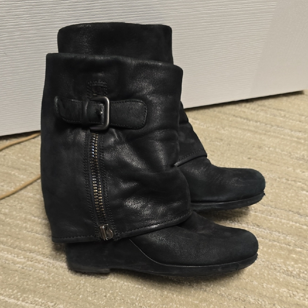 Prada Black Ankle Boots with Buckle and Zipper